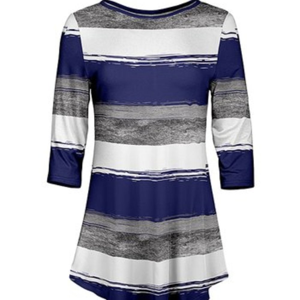 Lily Striped 3/4 Sleeve Tunic Top